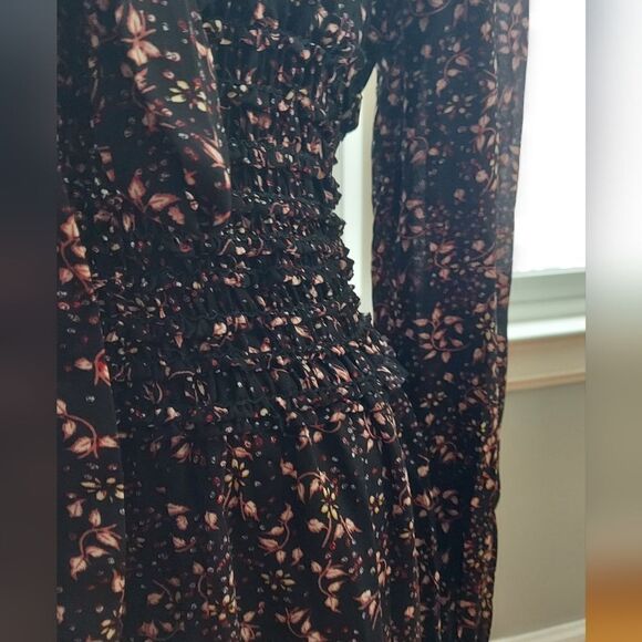 Max Studio Midi Dress Floral Print Smocked Waist Size S - Picture 2 of 7